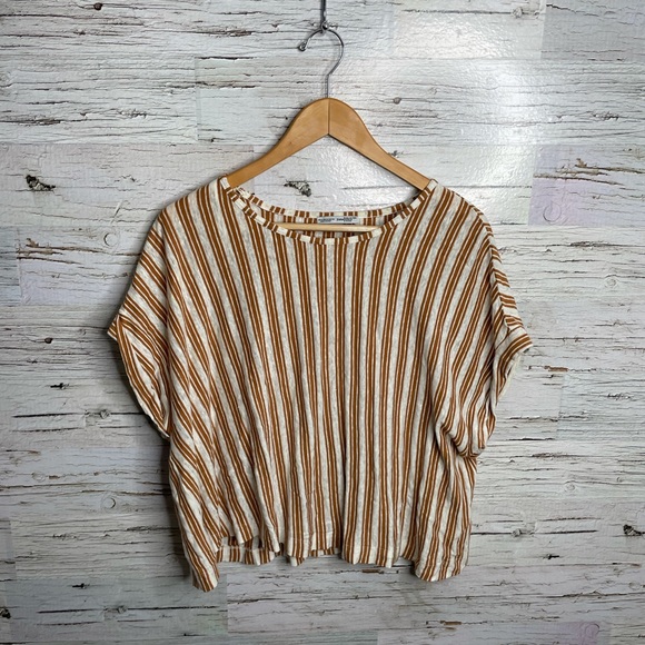 Zara Tops - Zara striped tee shirt oversized medium brown